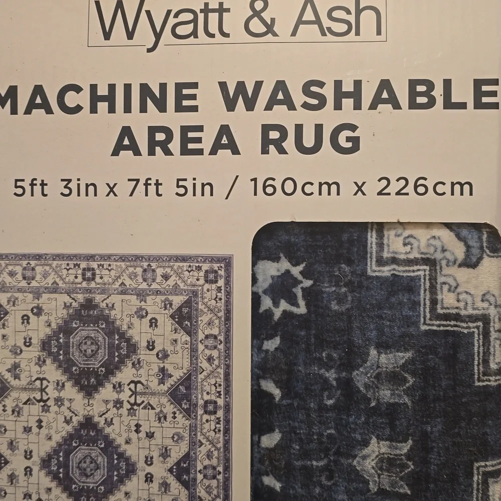 Wyatt & Ash Washable Indoor Area Rug, Cyrus 5'3” x 7'5”, New